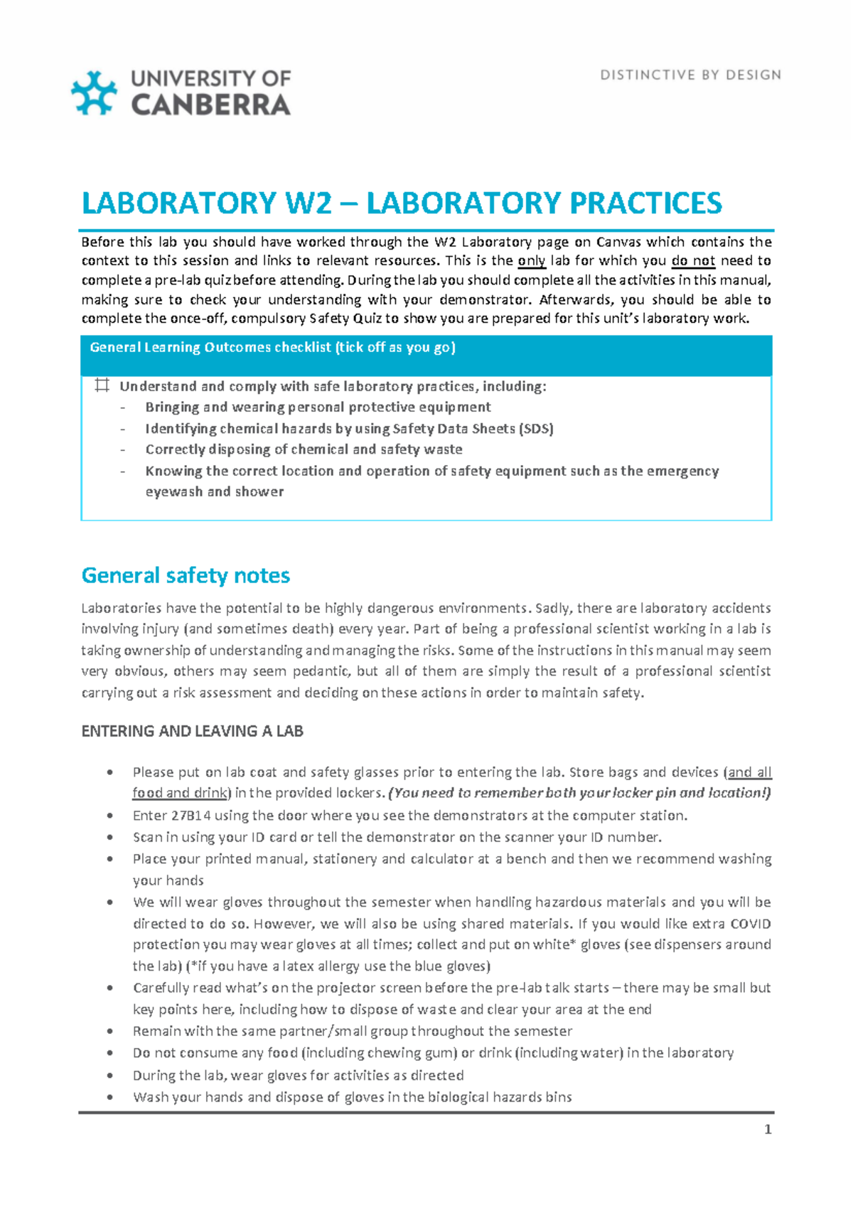 W2L laboratory practices: Safety and procedures for effective lab work ...