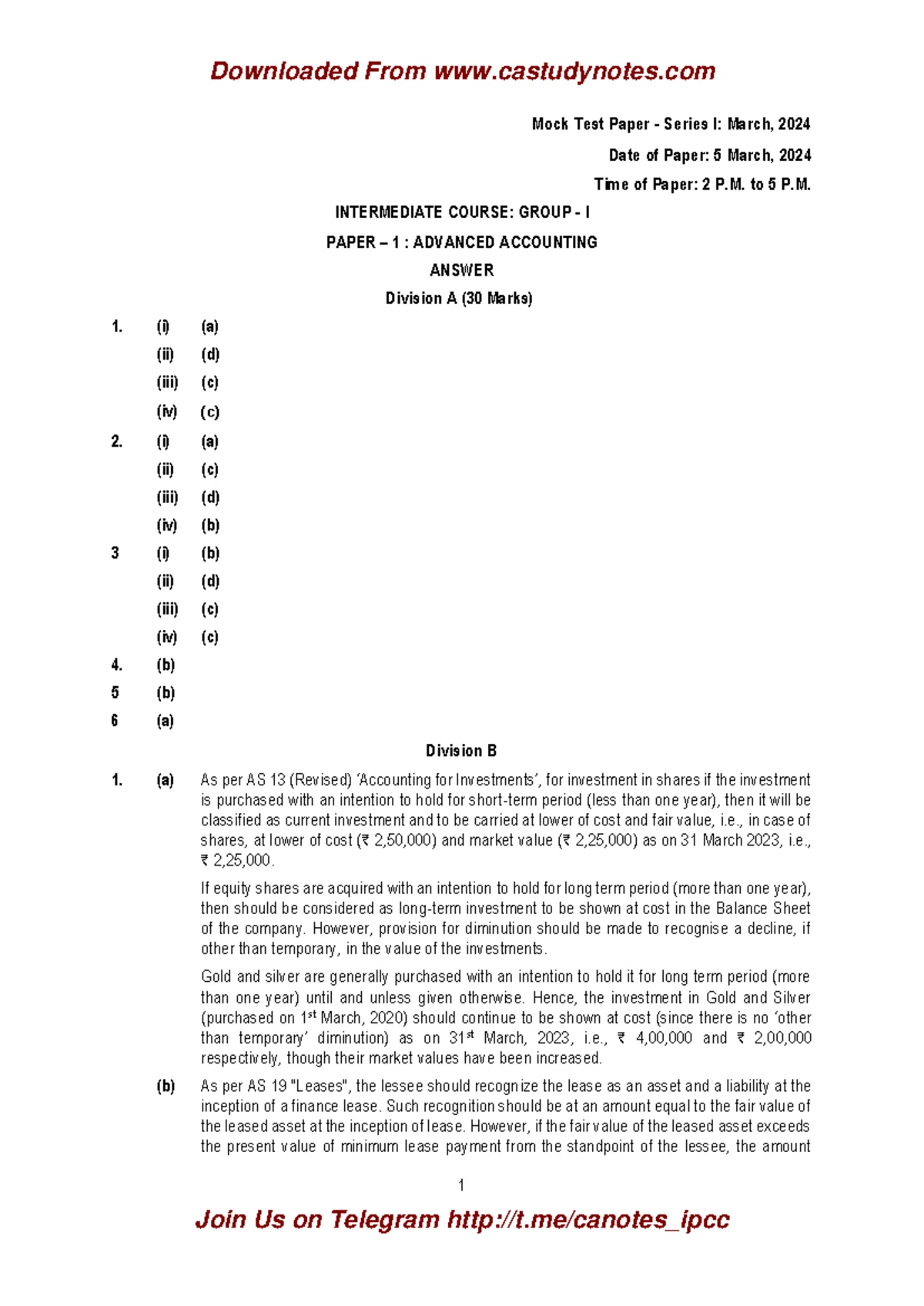CMA INTERMEDIATE PAPER 4: COST AND MANAGEMENT ACCOUNTING RTP SEP 2024 ...