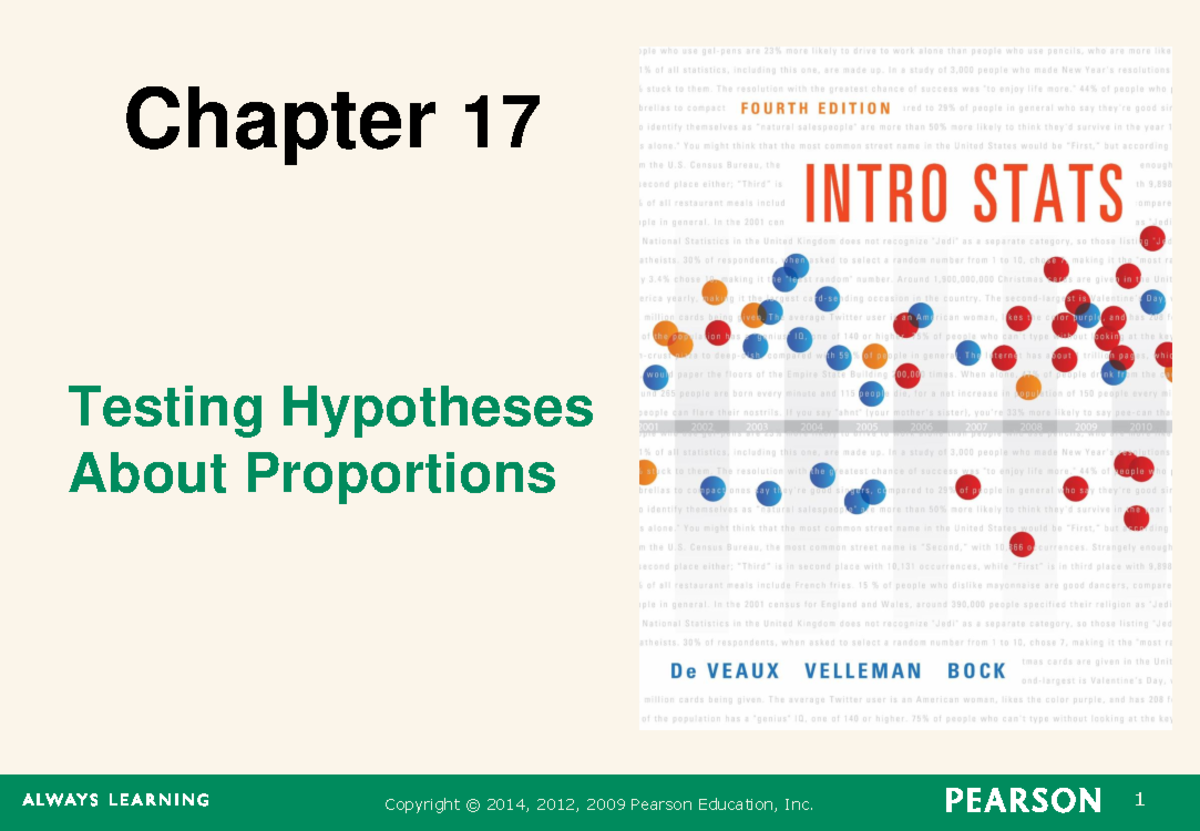 Ch 17 - Hypothesis Testing and Proportions Notes by Dr. Jornaz - Studocu