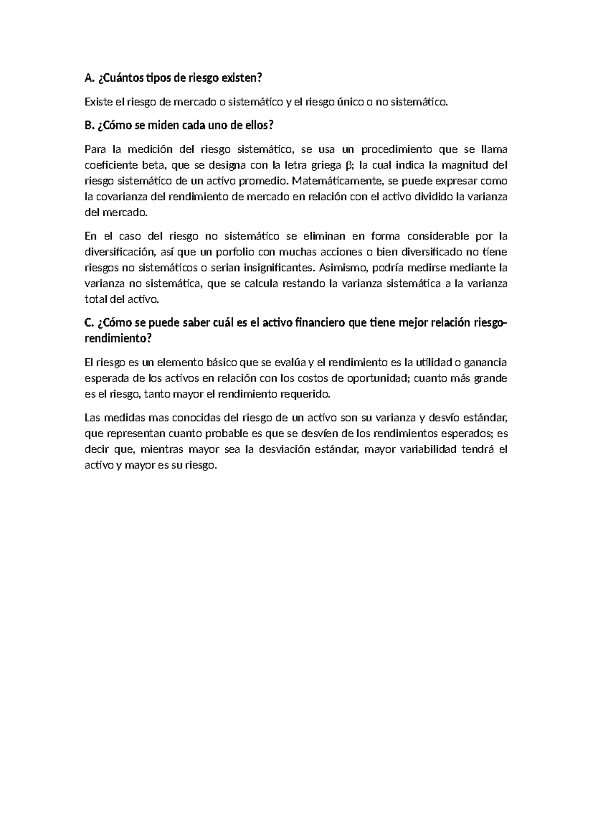 Foro 3: Tipos y Medición de Riesgos Financieros - Studocu