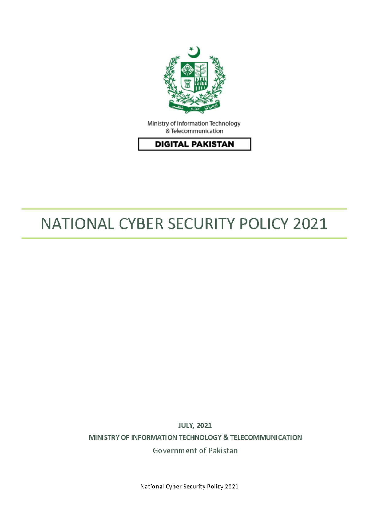 National Cyber Security Policy 2021: A Comprehensive Overview - Studocu