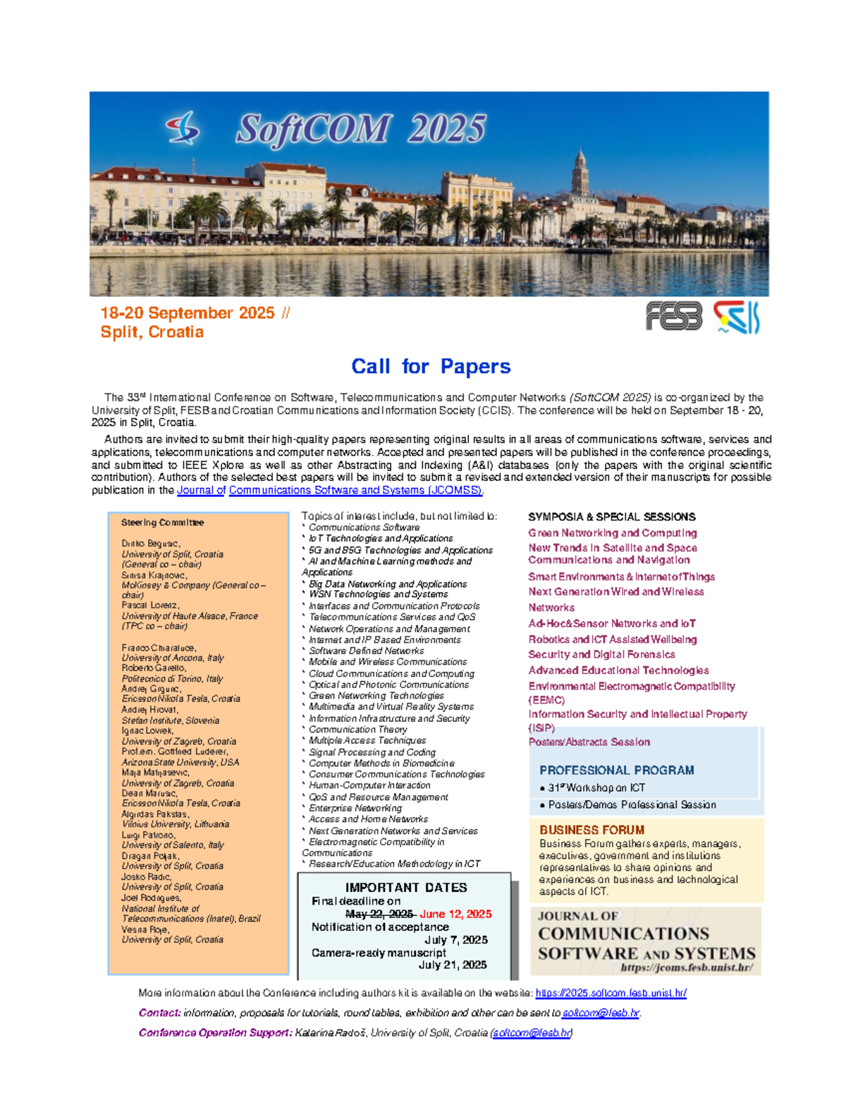 SoftCOM 2025: Call for Papers for the 33rd Int'l Conference - Studocu