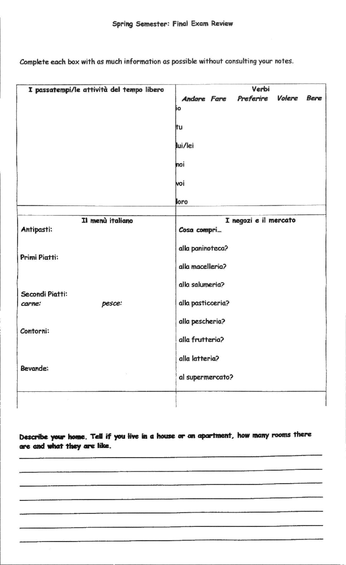 Final Exam Review Notes for Course Code 484993a6: Spring Semester - Studocu