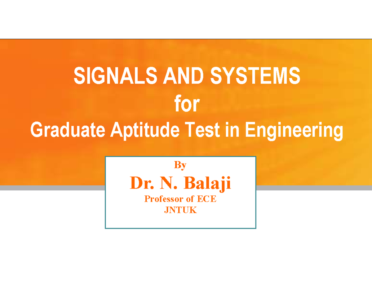Signals and Systems - Fourier Series Notes for GATE Exam (FS) - Studocu