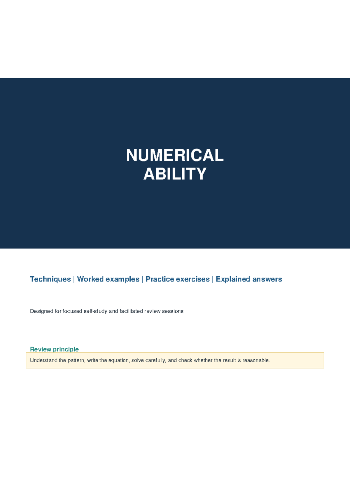 CIVIL SERVICE EXAM REVIEWER: NUMERICAL ABILITY Techniques & Practice ...
