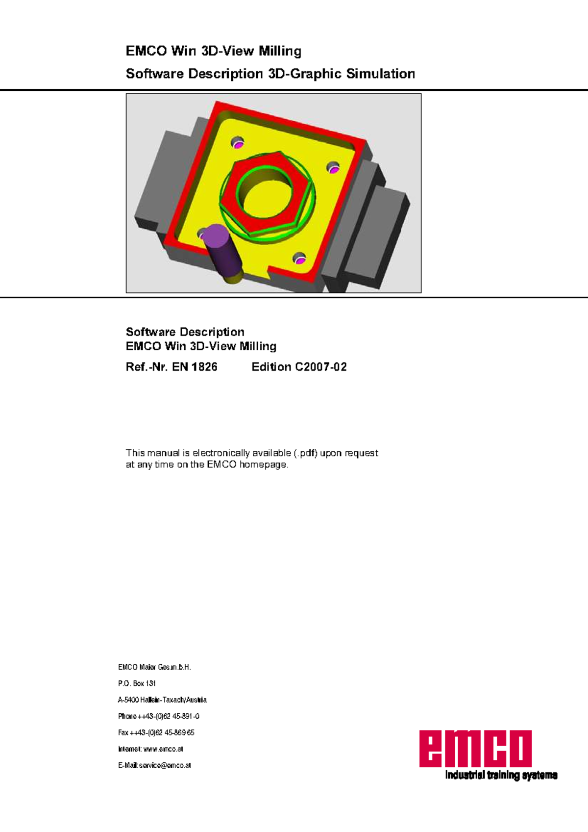 EMCO Win Milling Software Overview and Installation Guide EN 1826 - Studocu