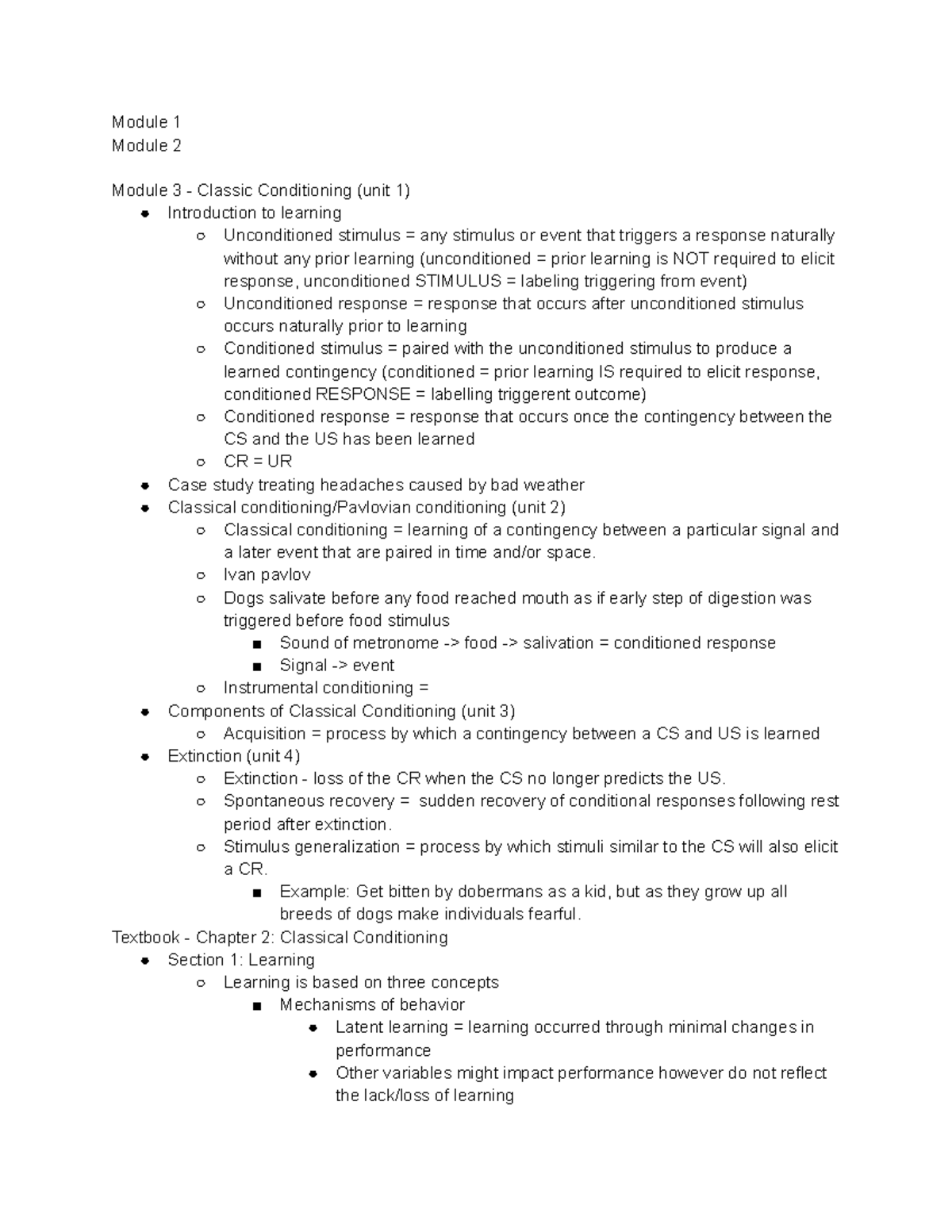 Psychology 101: Classical Conditioning & Learning Concepts Notes - Studocu