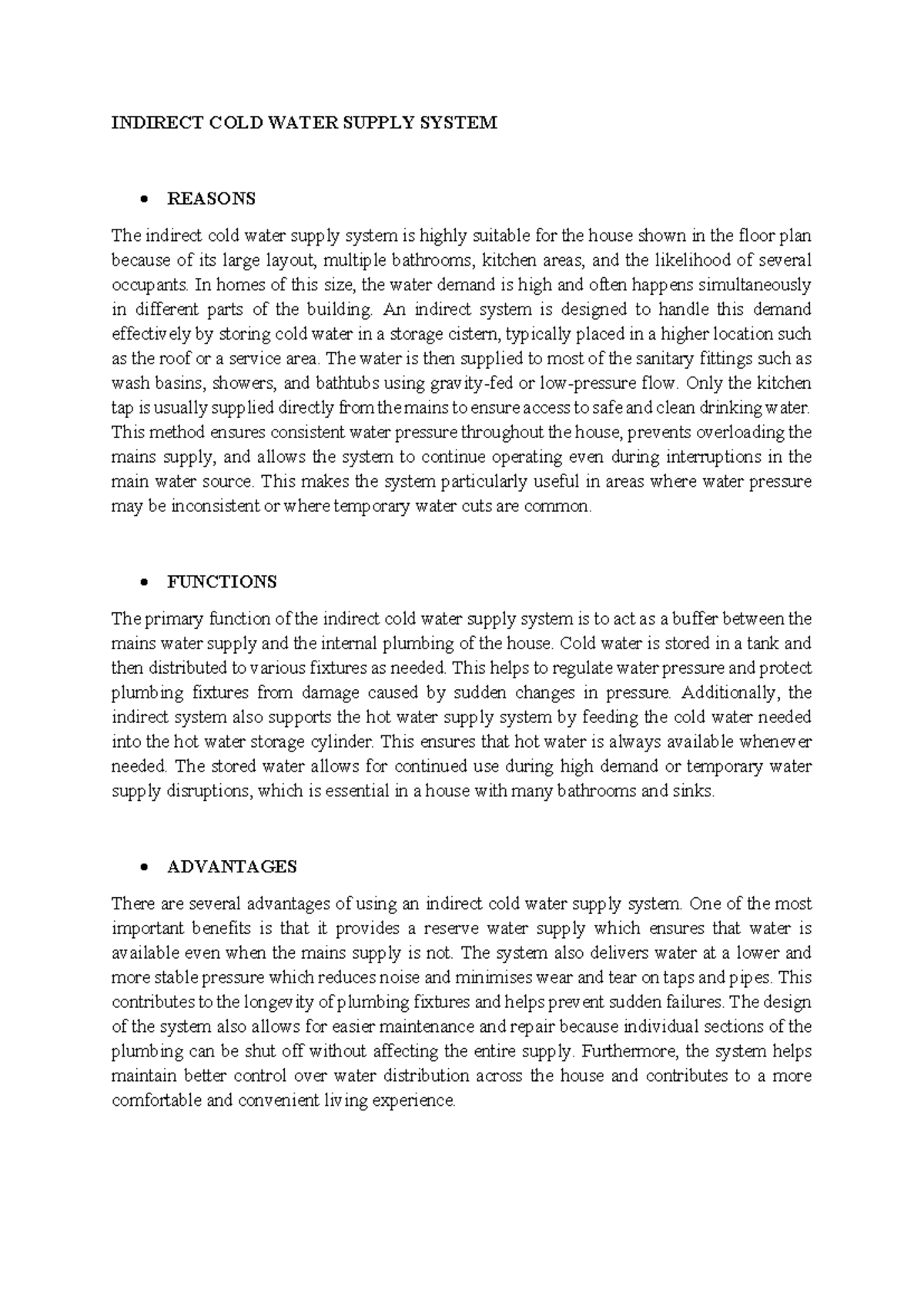 Hot Water and Cold Water Supply System - BS Overview - Studocu