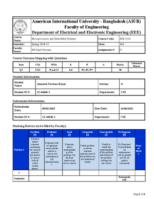Microprocessor and Embedded Systems Lab (CSE 202) - Exp 04 Report on ...