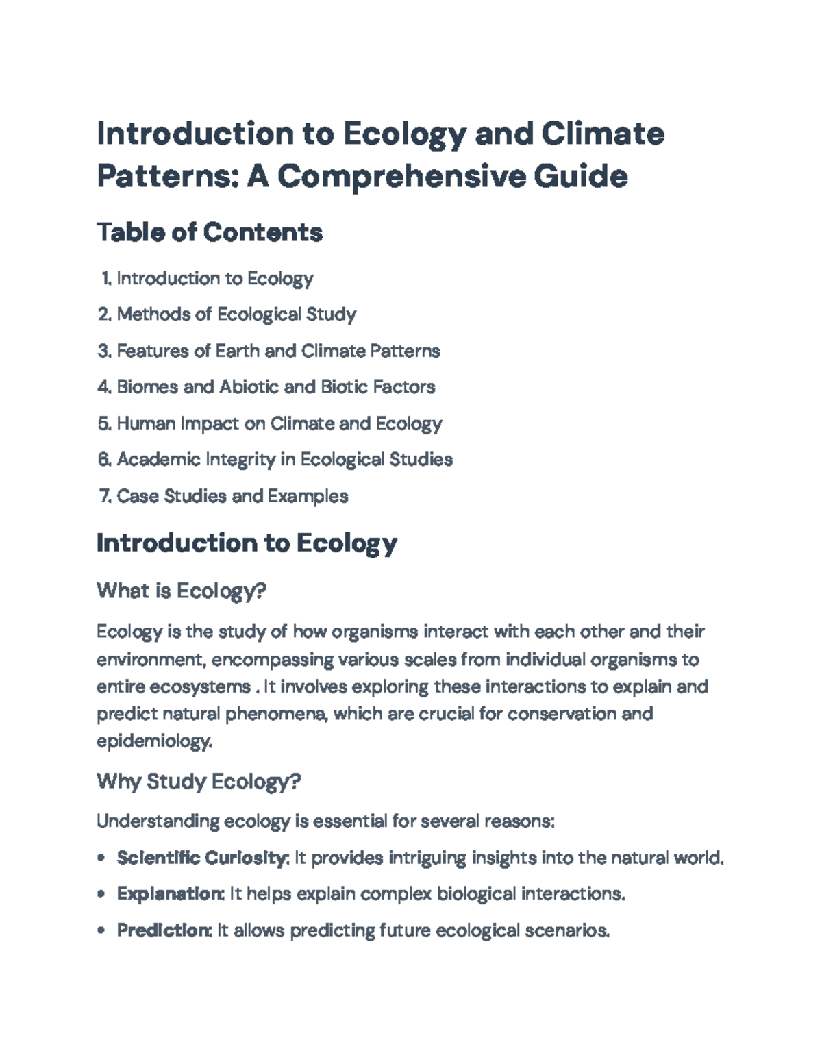 Ecology and Climate Patterns: An In-Depth Study Guide - Introduction to ...