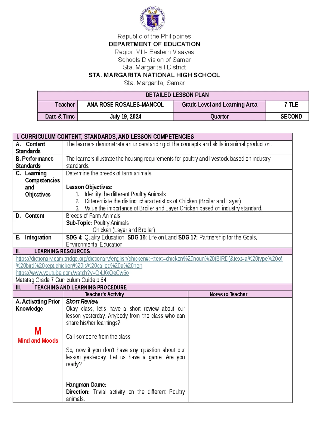 NEW Normal Rules - Materials - epp/tle/tvl new deped matatag - Republic ...