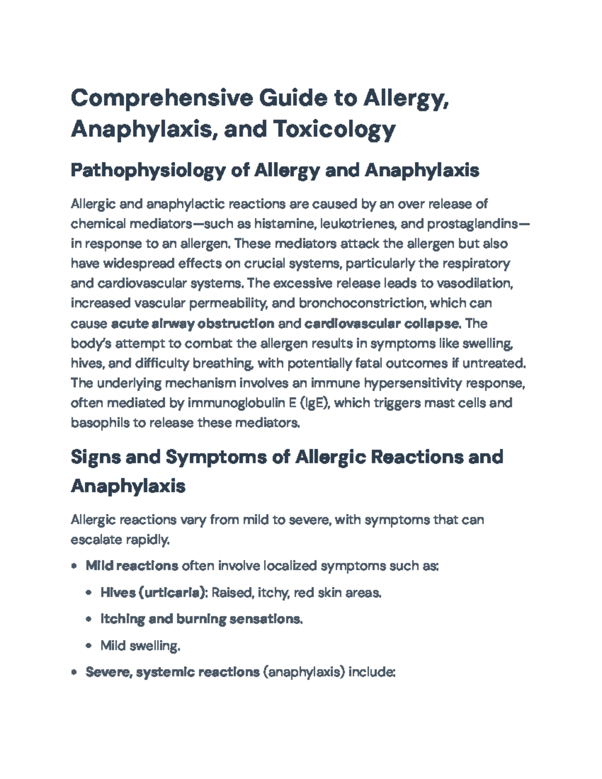 Comprehensive Guide to Allergy & Anaphylaxis Management (MED 101) - Studocu