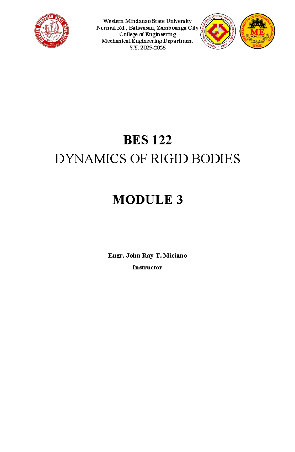 BES 122 Dynamics of Rigid Bodies: Module 3 Motion Curves Notes - Studocu
