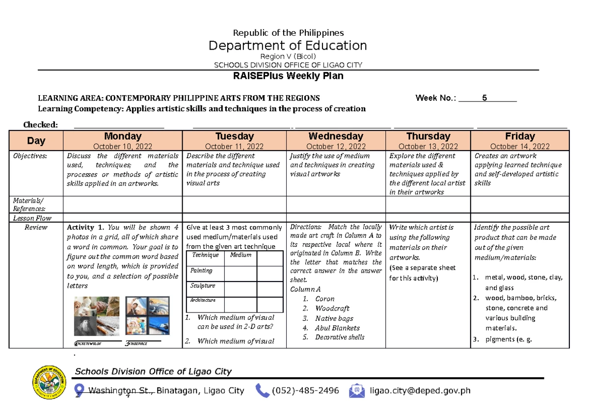 Matatag-DLP - Sample Test - Department of Education Region V Schools ...