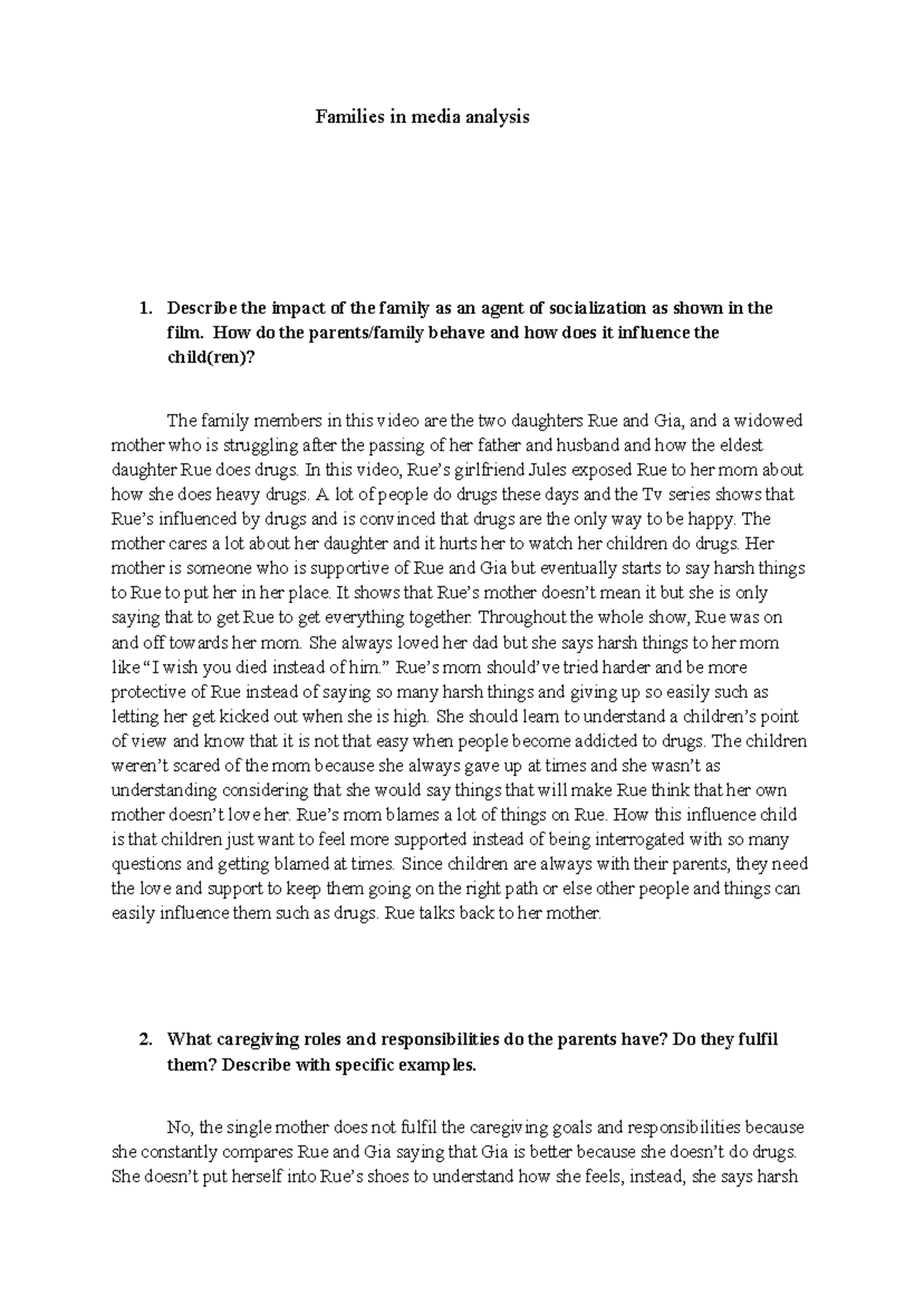 Unit 4: Media Analysis of Family Dynamics and Parenting Styles - Studocu