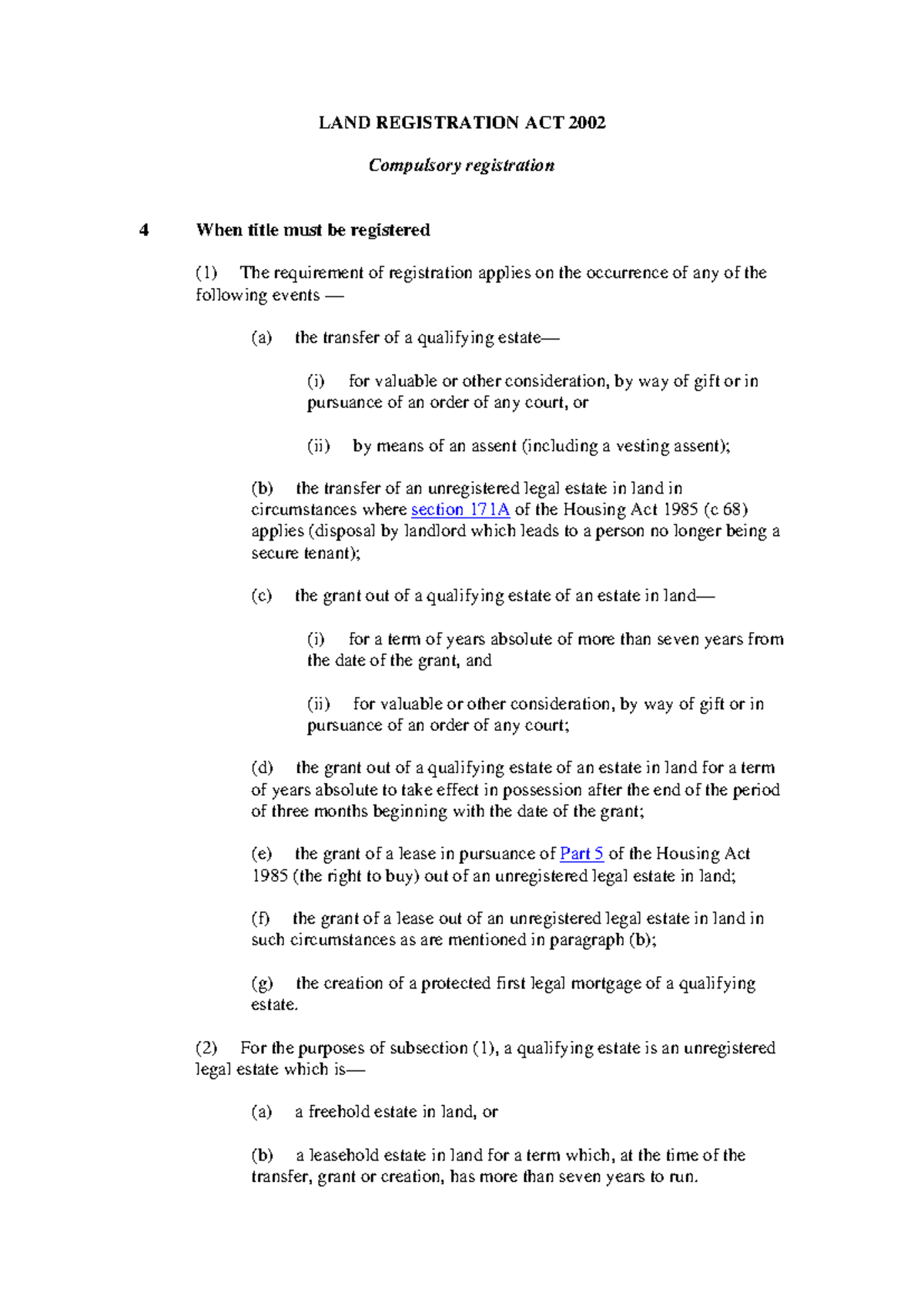 Section 4: Compulsory Registration Under Land Registration Act 2002 ...