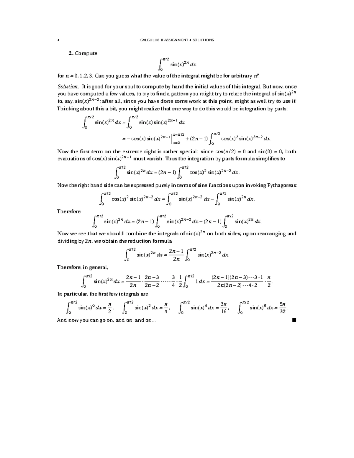 Calculus II (MATH 201) Assignment 4 Solutions and Analysis - Studocu