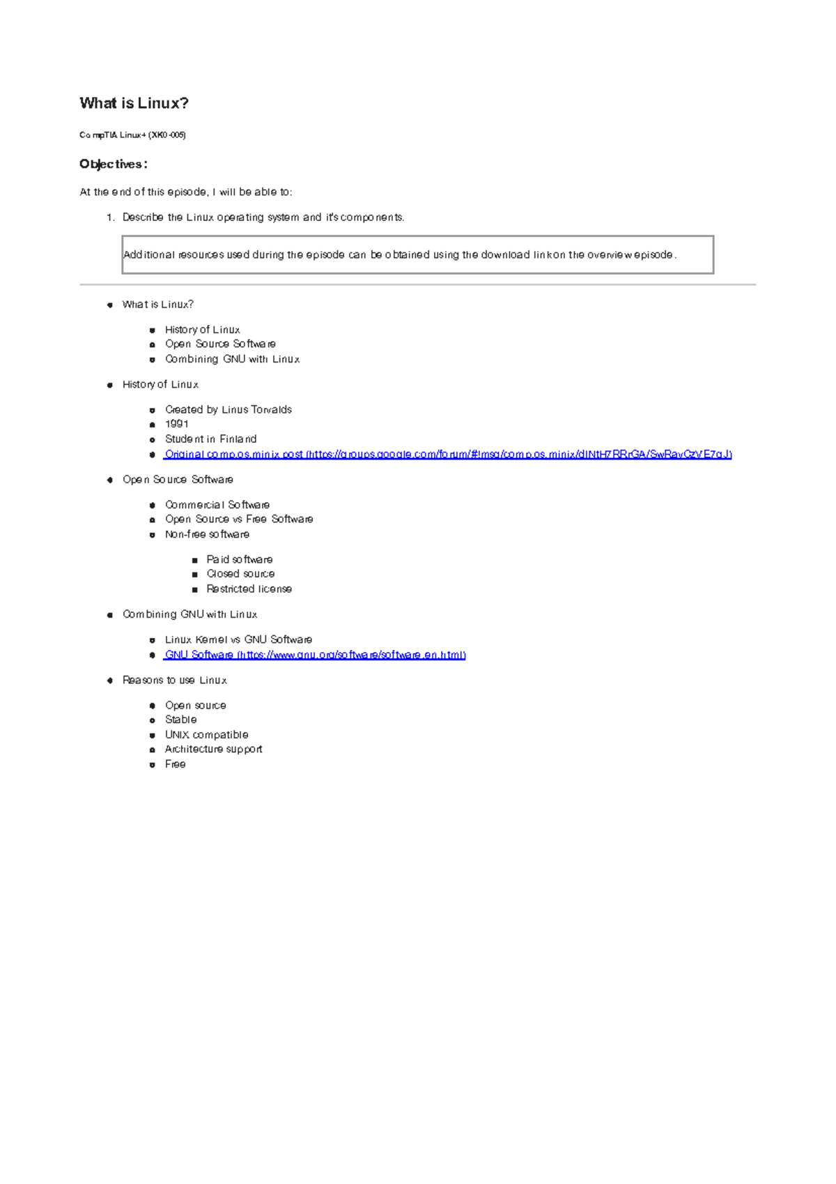 What is Linux? Overview and CompTIA Objectives - Studocu