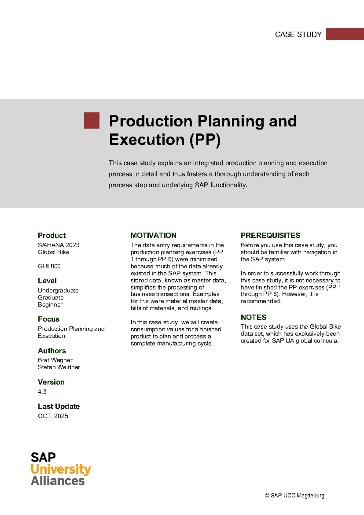 CASE STUDY Production Planning & Execution (PP) for Global Bike - Document Preview