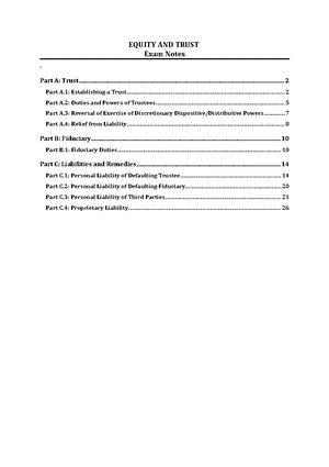 Equity & Trusts - Lecture notes 1-11 - EQUITY AND TRUST Exam Notes Part ...