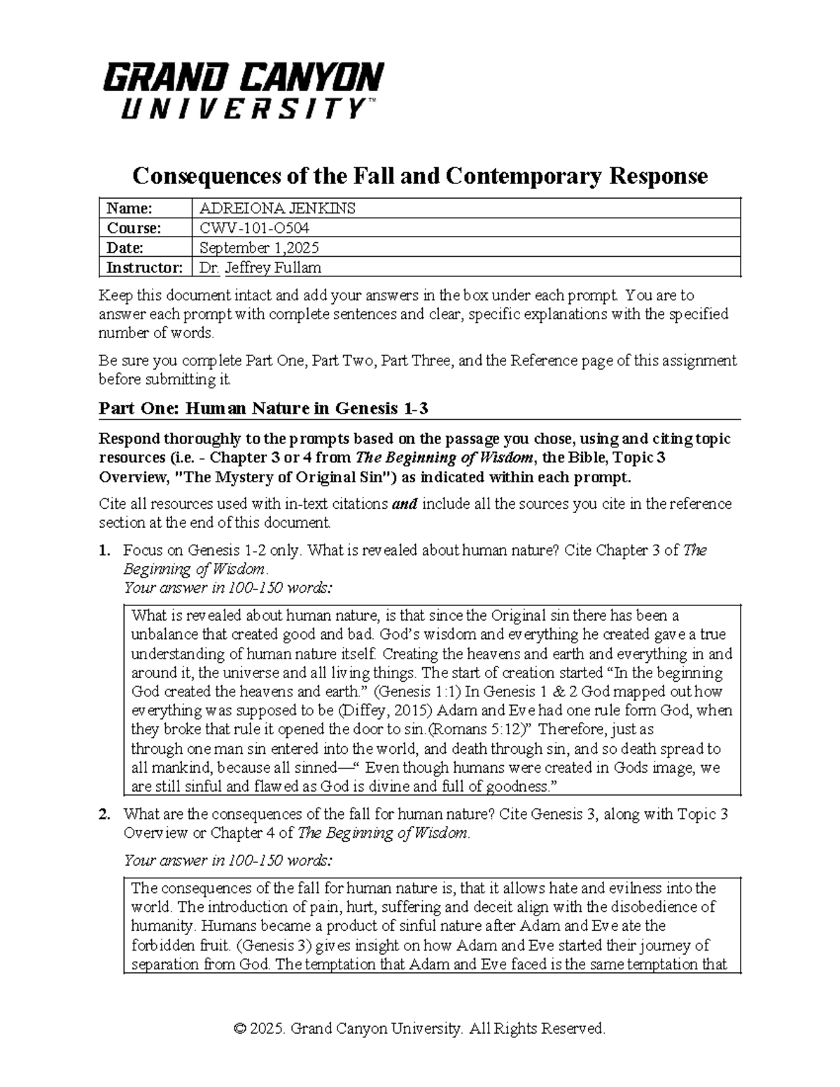 CWV-101-301-RS-T3 Consequences of the Fall: Human Nature & Purpose ...