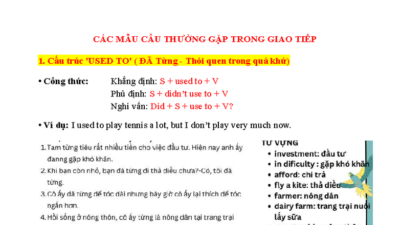 Cấu Trúc Câu Cơ Bản Trong Tiếng Anh - Tài Liệu Học Tập - Studocu