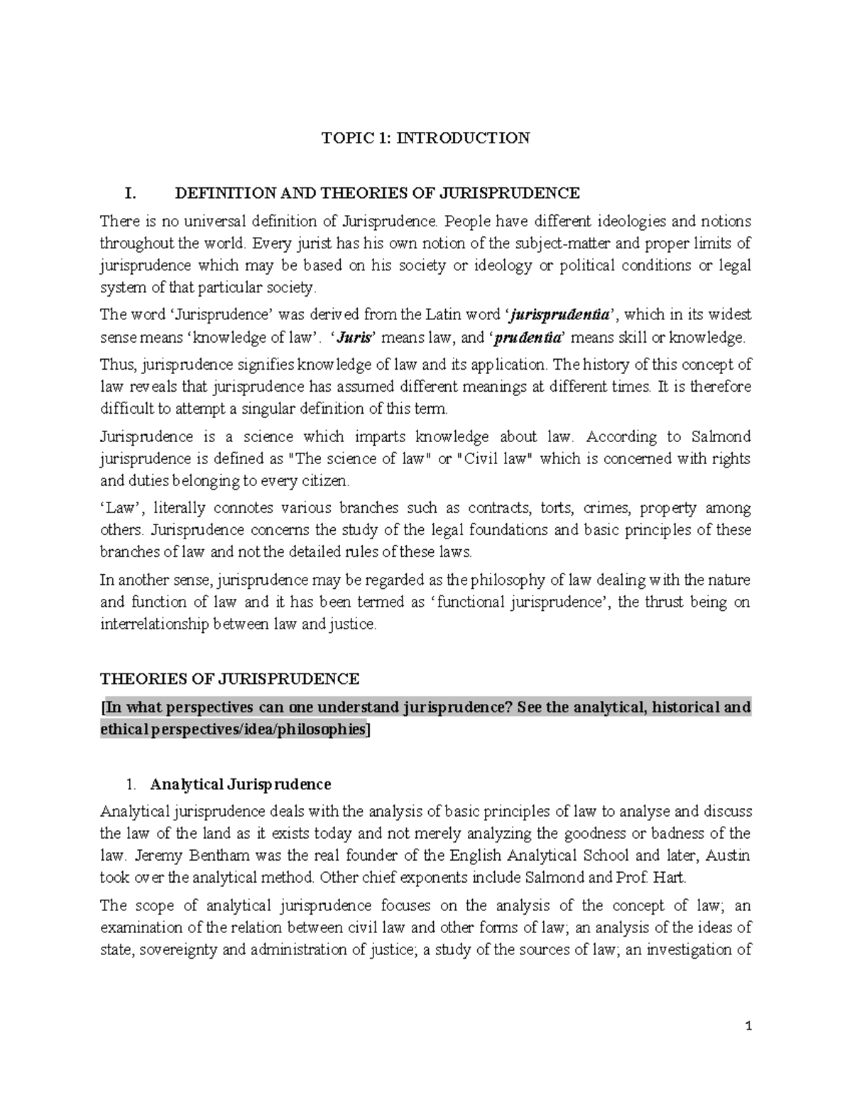 JUR 101: Introduction to Jurisprudence - Key Concepts and Theories ...
