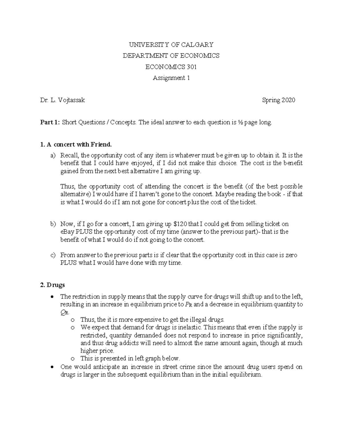 P2020 Econ 301 Assignment 1 Solutions and Analysis (Spring 2020) - Studocu