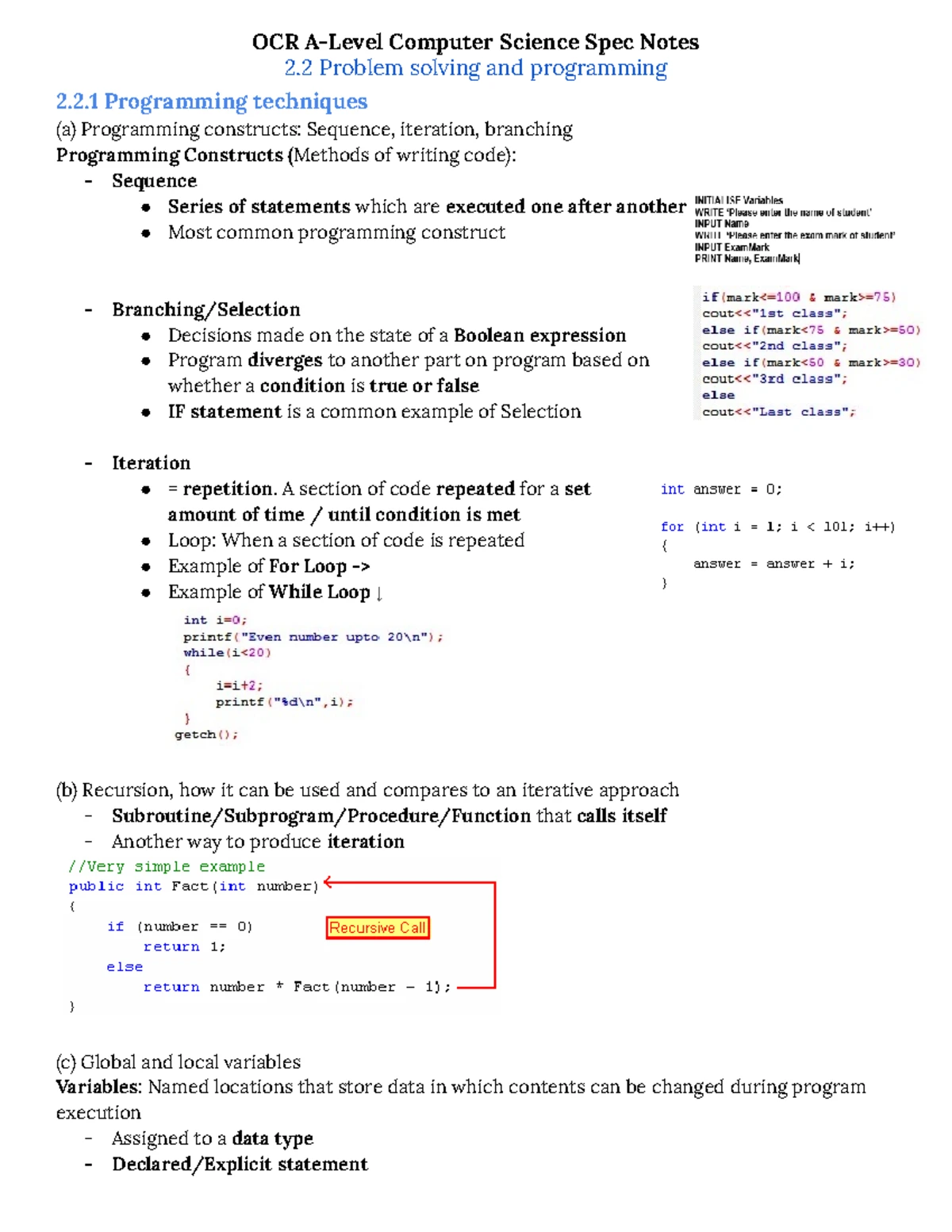 OCR A-Level Comp Sci H446 Summary Notes on Data Handling & Web Tech ...