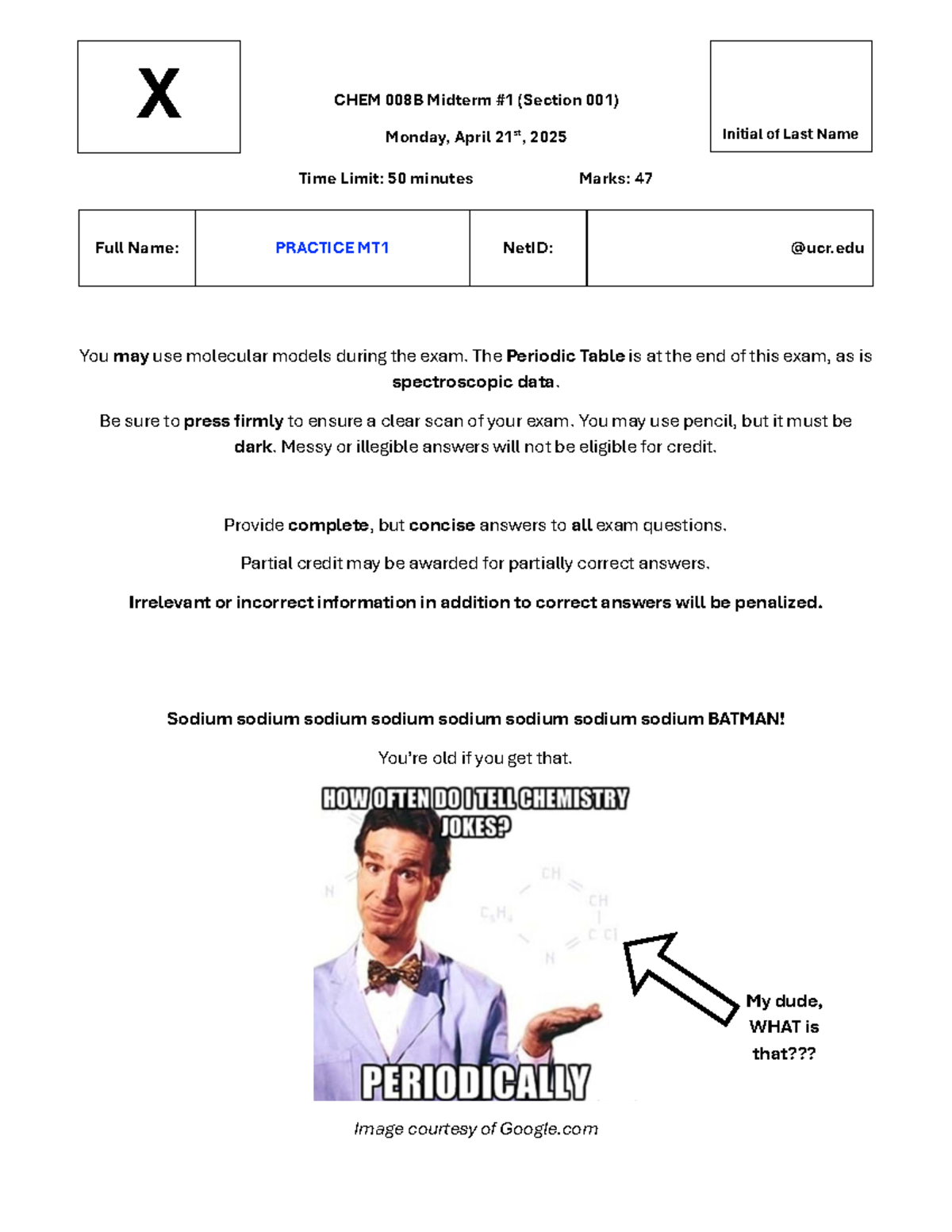 CHEM 008B Midterm Exam Practice - MT1 Review Guide - Studocu