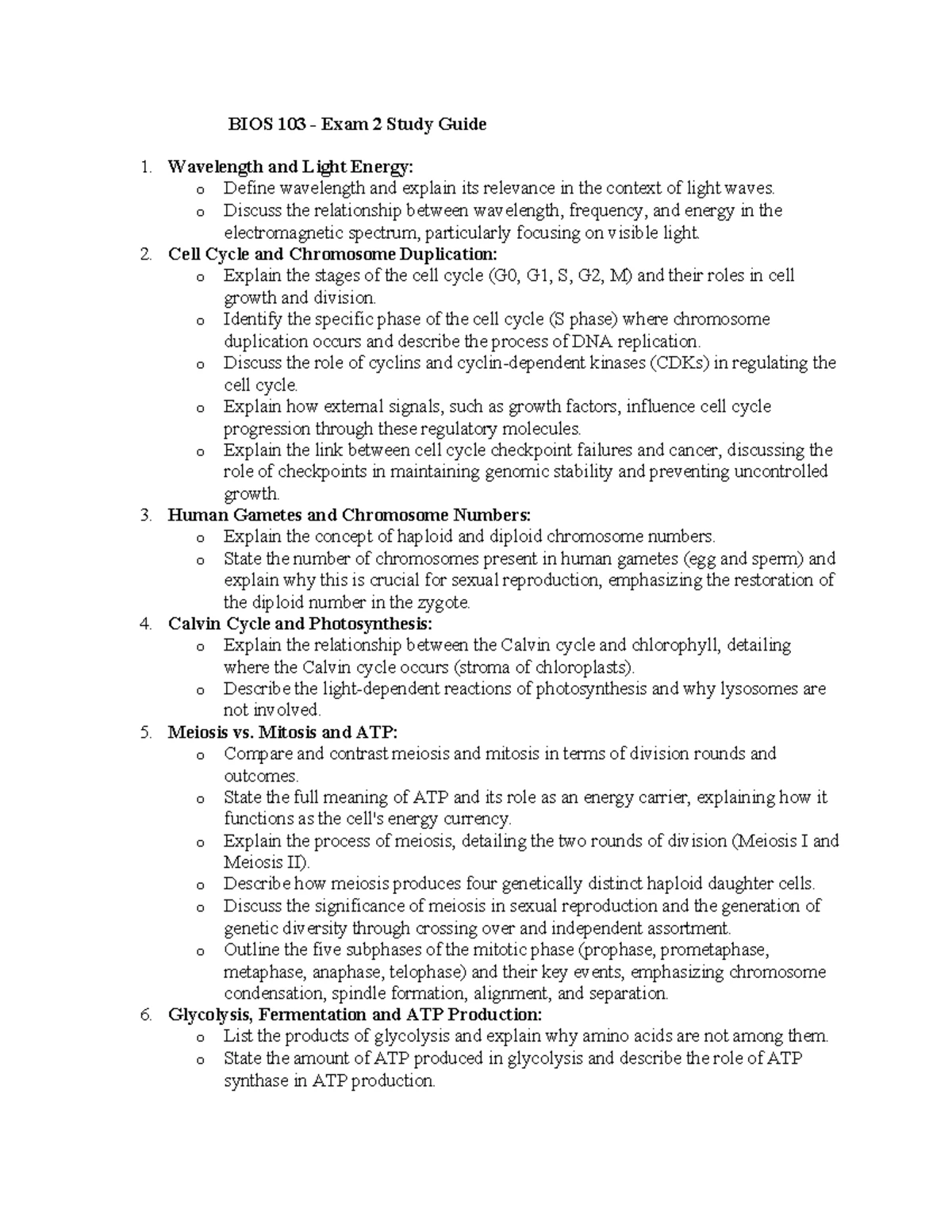 BIOS 103 Finals Study Guide: Key Concepts in Biology and Immunology ...