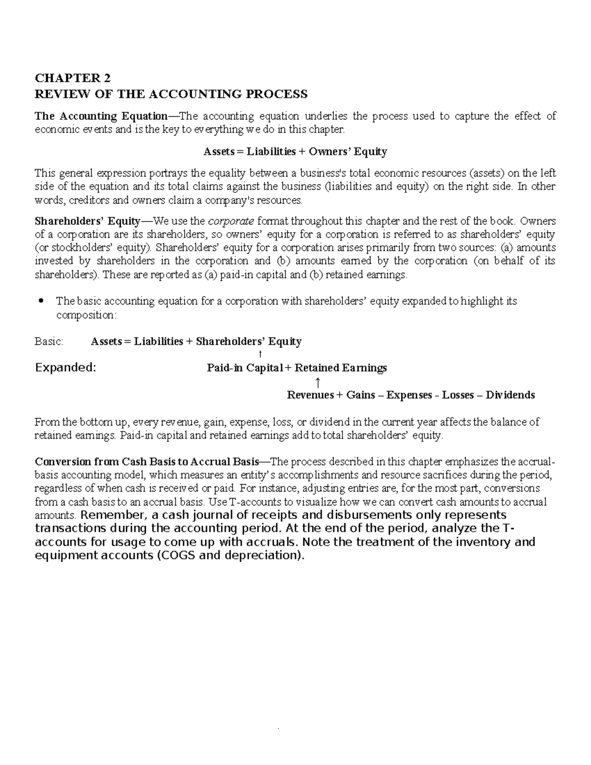 CH 2 Review of Accounting Process & Cash to Accrual Conversion - Studocu