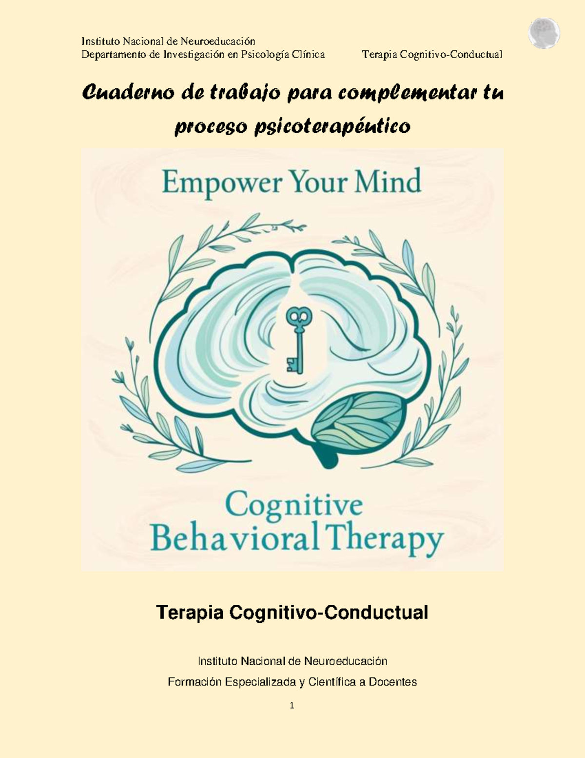 Manual del Paciente: Terapia Cognitivo-Conductual (TCC) - Document Preview
