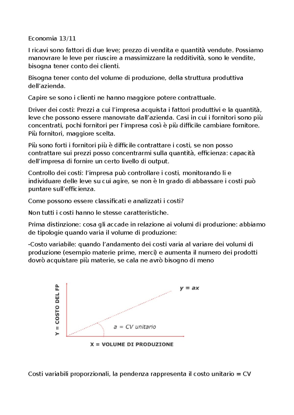 Economia I: Analisi dei Ricavi e Costi di Produzione - Studocu