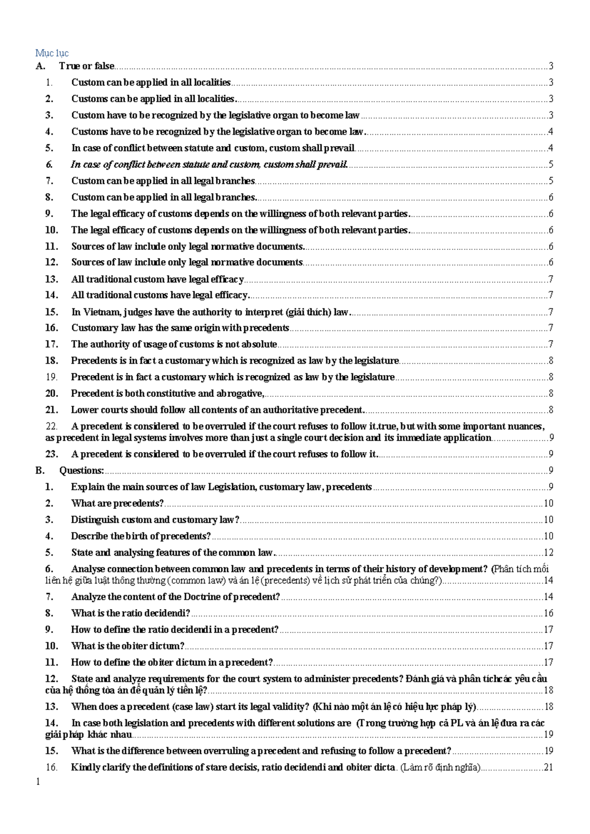True or False: Understanding Customary Law - Course Code: LAW101 - Studocu