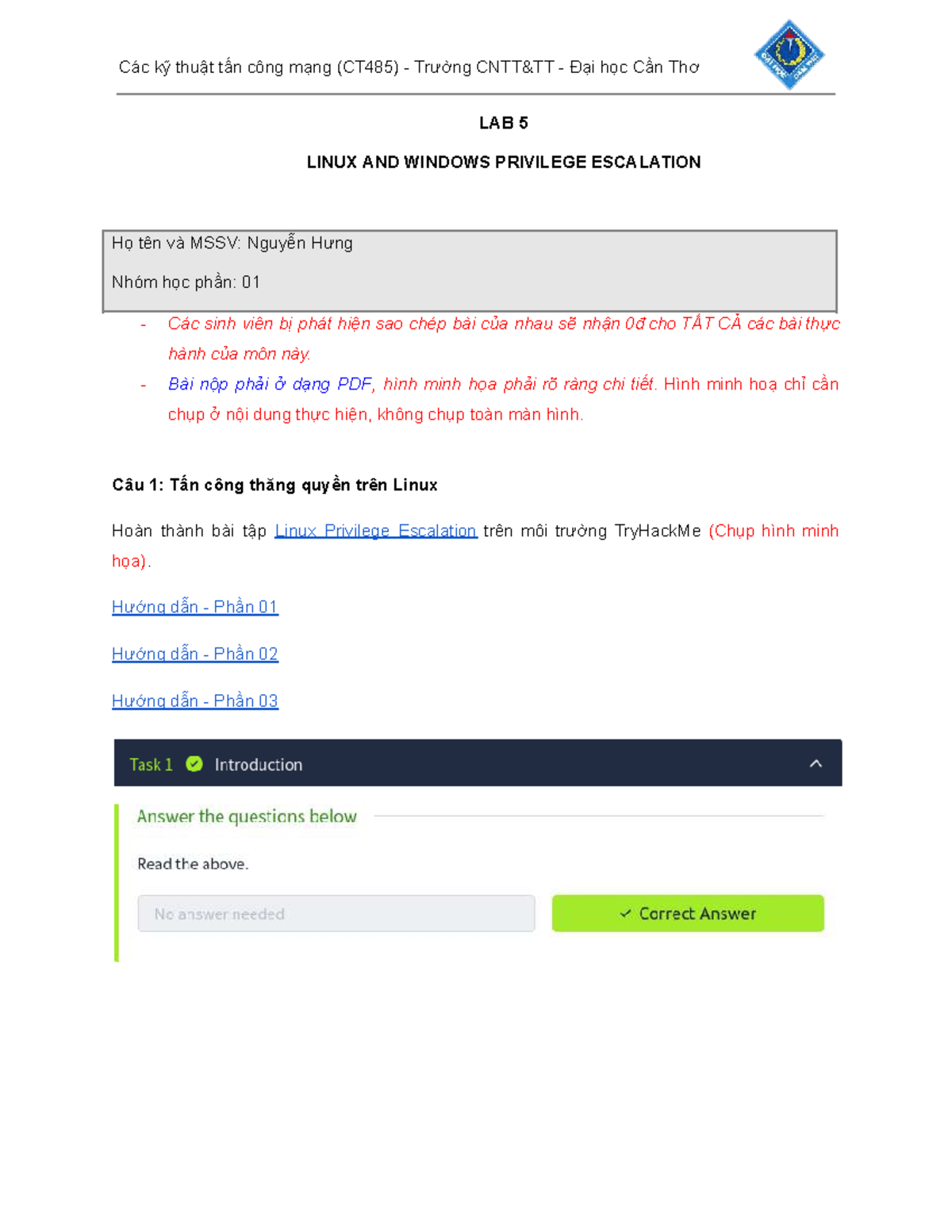 B2203721 Pen Testing Lab 5: Linux & Windows Privilege Escalation Guide ...