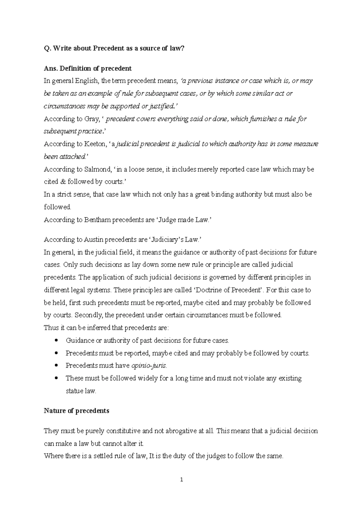 Jurisprudence - A summary of the notes - JURISPRUDENCE Unit 1 Law as ...
