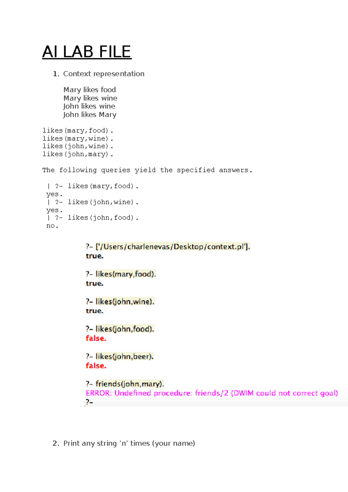AI LAB FILE - Notes on Artificial programming - AI LAB FILE Context ...