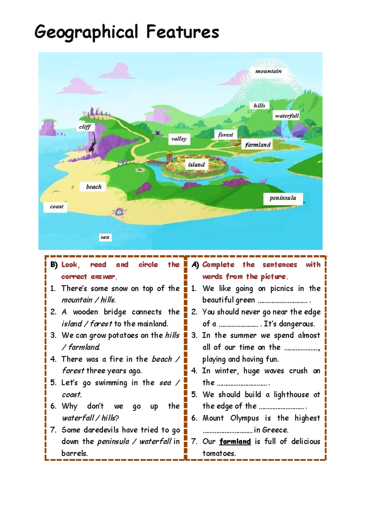 Geographical Features Activity - Course 19208 - Studocu