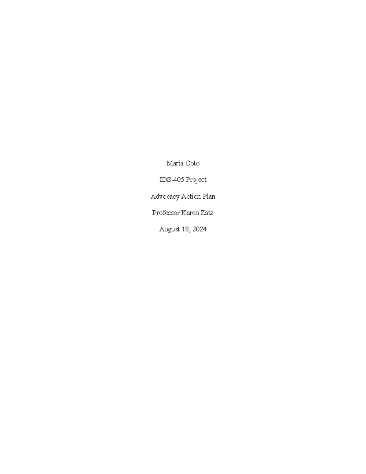 IDS-405 Final Project: Advocacy Action Plan on Black Lives Matter - Document Preview
