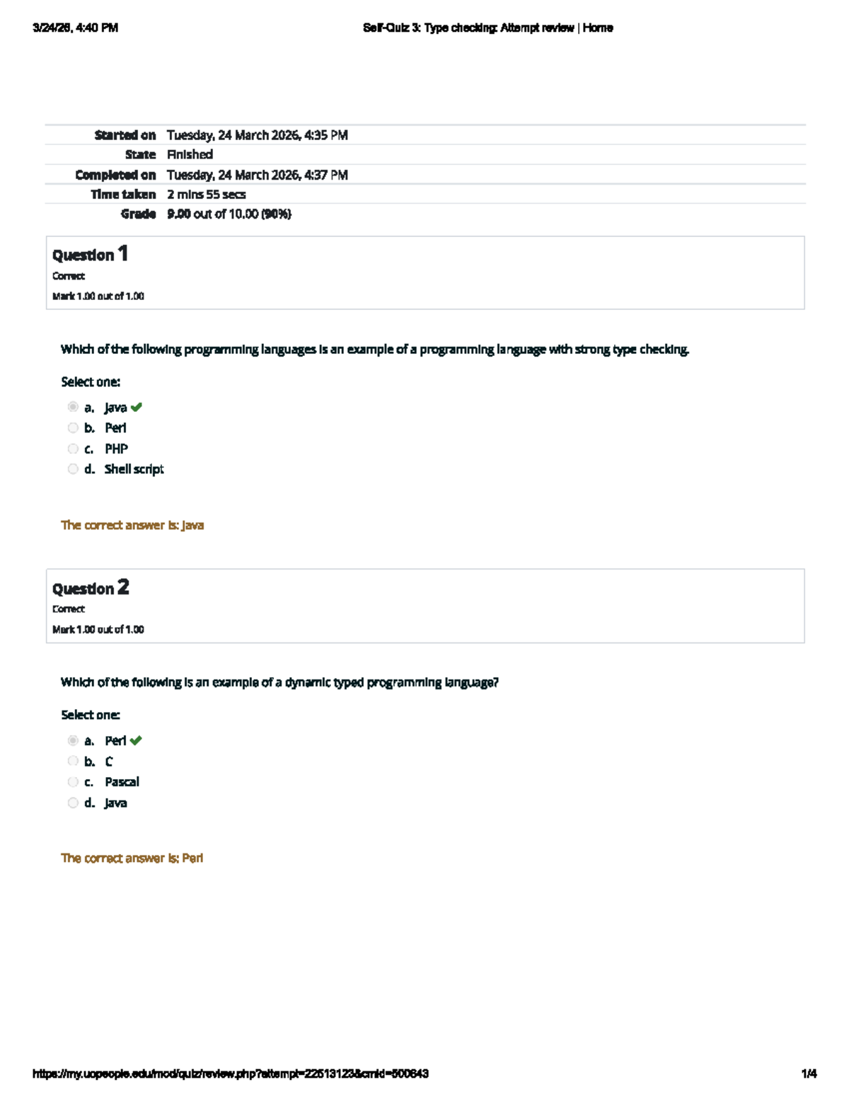CS 4402 Self Quiz 2.3: Type Checking Review - Studocu