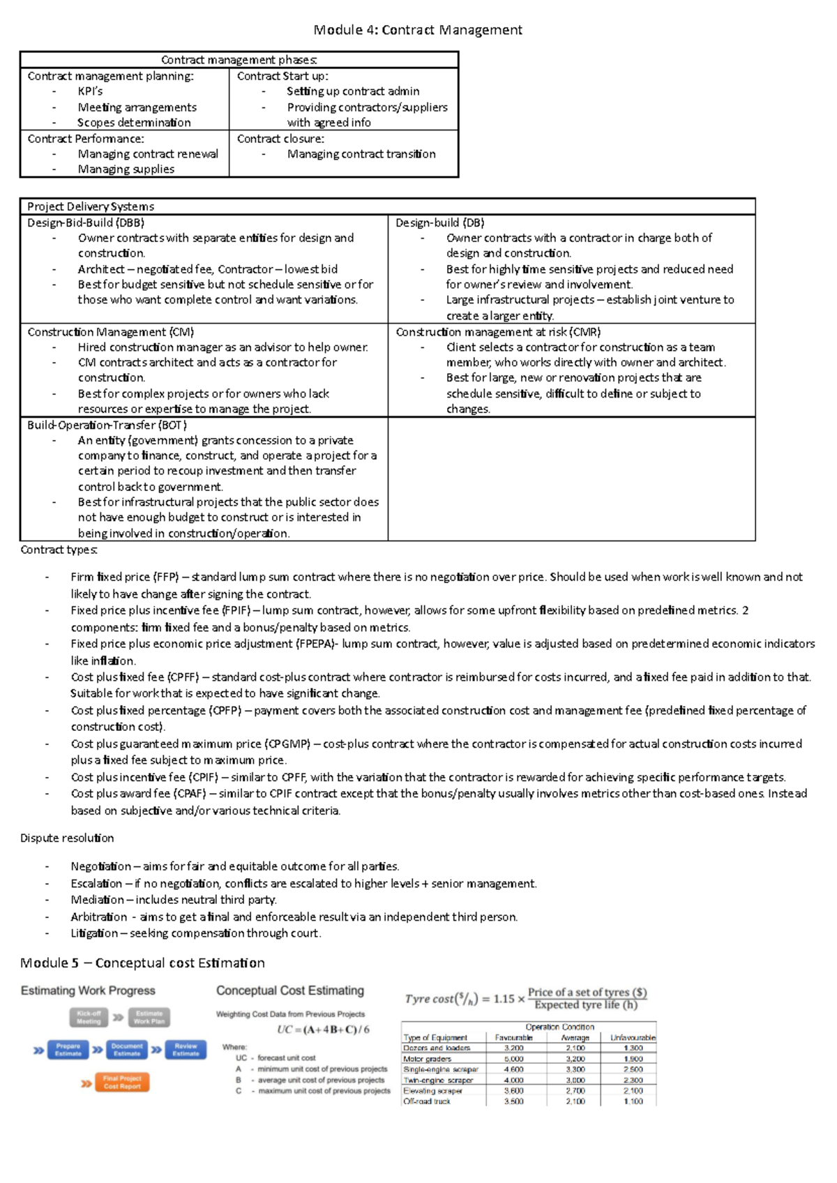 Cven3101 notes - Module 4: Contract Management Contract management ...