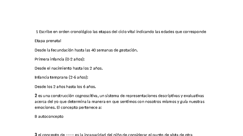 Examen Final de Desarrollo Humano - Etapas y Estilos de Crianza - Studocu