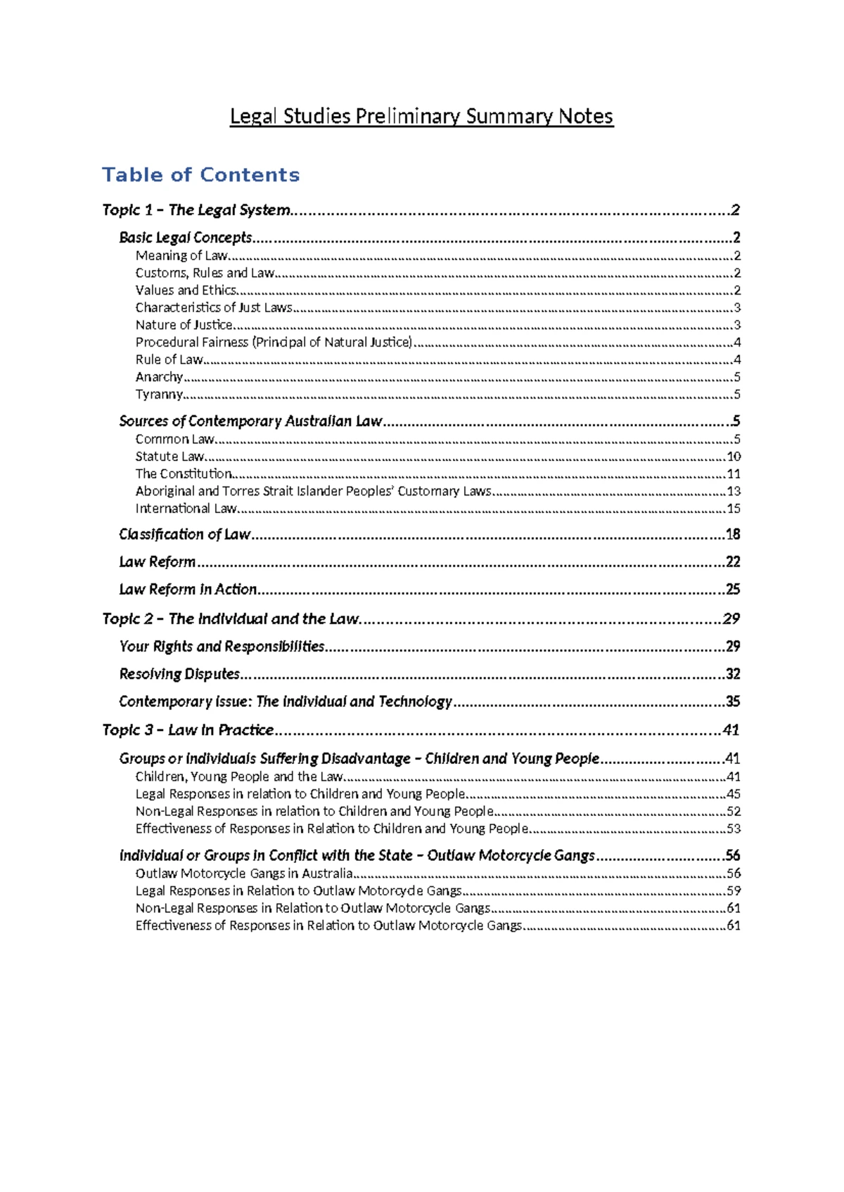 Legal Studies Year 11 Preliminary ADR and Legal Systems Study Sheet ...