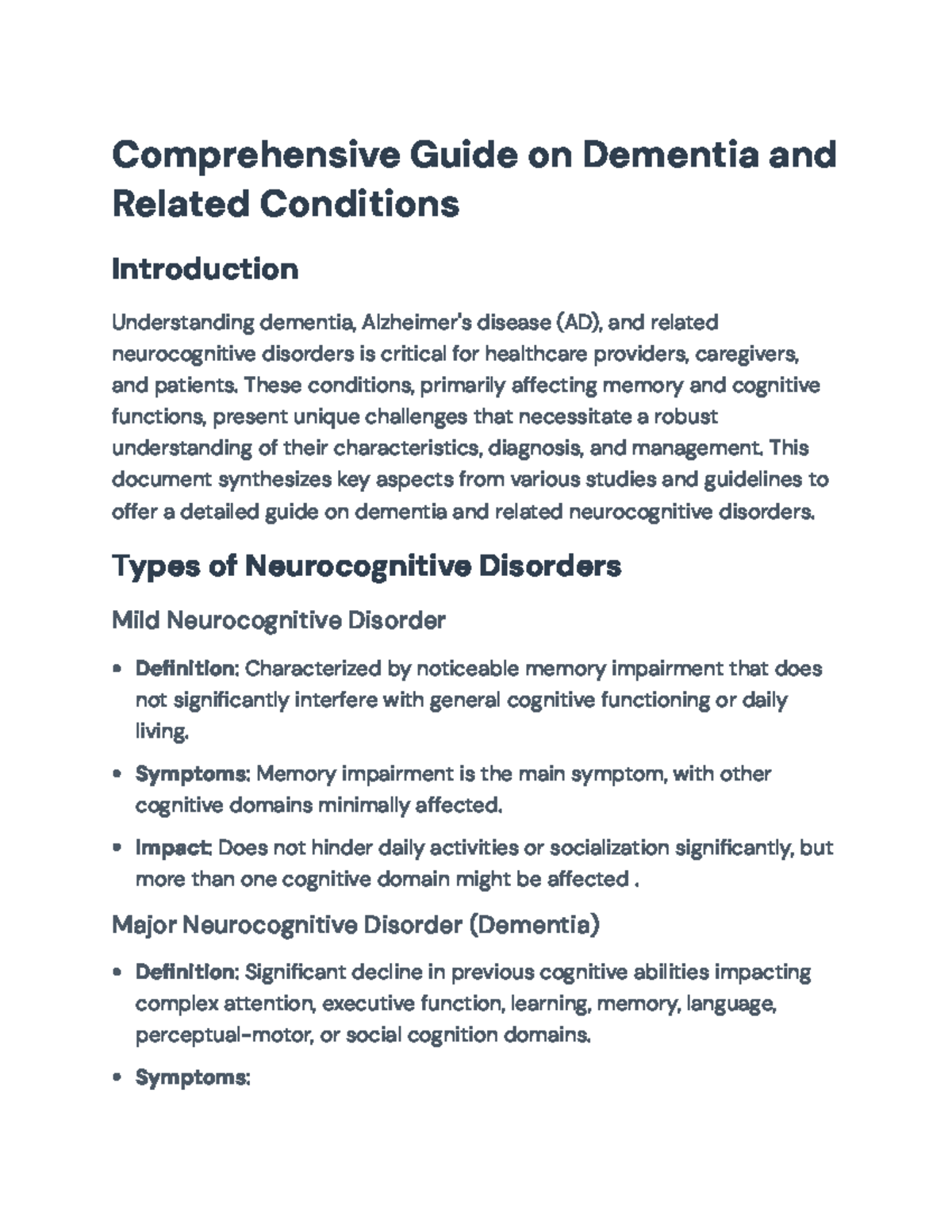 Comprehensive Guide on Dementia & Neurocognitive Disorders ...