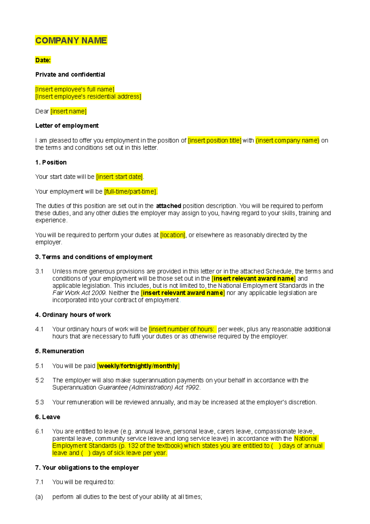 Employment Contracts: Key Types and Sample Template Guide - Studocu