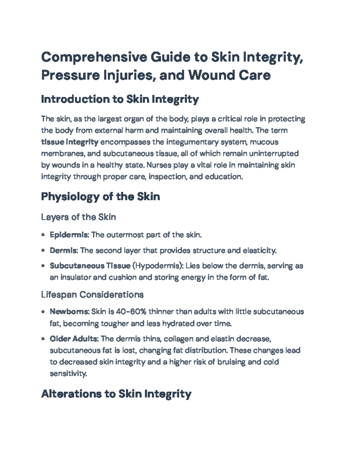 Comprehensive Guide to Skin Integrity & Wound Care Essentials - Studocu