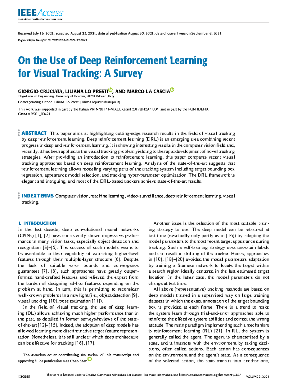 On the Use of Deep Reinforcement Learning for Visual Tracking: A Survey ...
