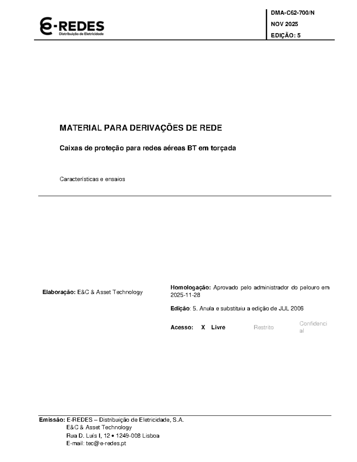 DMA-C62-700 Ed5 - Material para Caixas de Proteção em Redes Aéreas ...