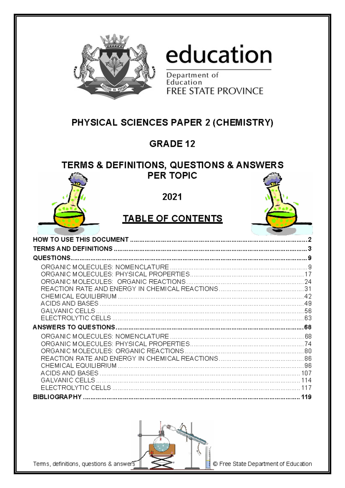 Physical Sciences P2 (Chemistry) Gr 12: Terms, Definitions & Q&A 2021 ...
